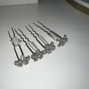 PAVE FLOWER HAIR PINS set of 4